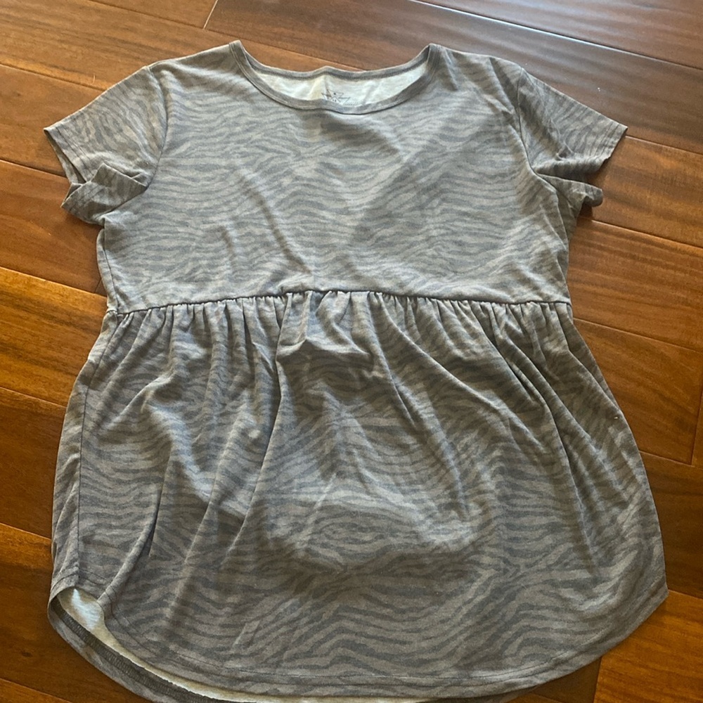 Crazy Train Zebra Print Babydoll Top. Size Medium.